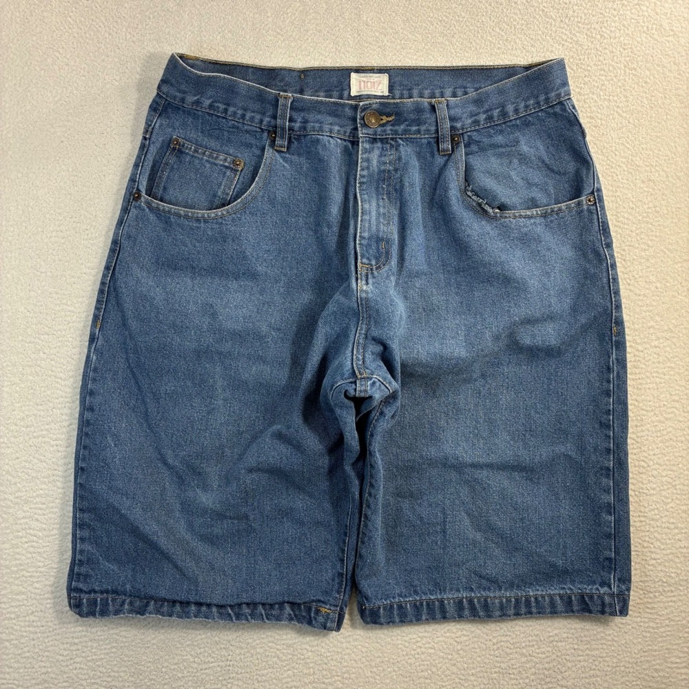Y2K Noiz Baggy Jorts Men 38x13 Blue Loose Relaxed Skater Streetwear‎ Jean Shorts